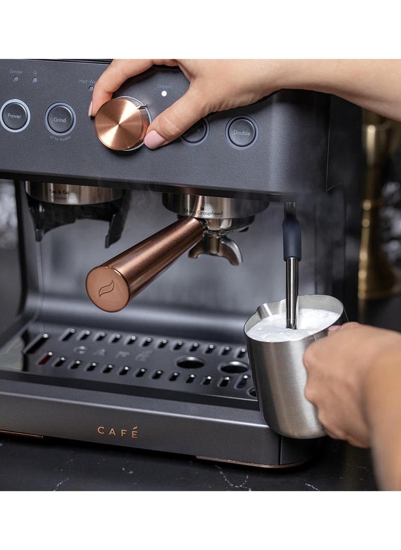 Bellissimo Semi Automatic Espresso Machine Milk Frother Built-In Bean Grinder, 15-Bar Pump & 95-Ounce Water Reservoir | C7CESAU3RD3 - Black Matt