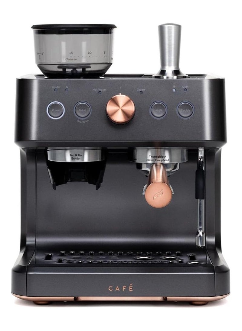 Bellissimo Semi Automatic Espresso Machine Milk Frother Built-In Bean Grinder, 15-Bar Pump & 95-Ounce Water Reservoir | C7CESAU3RD3 - Black Matt