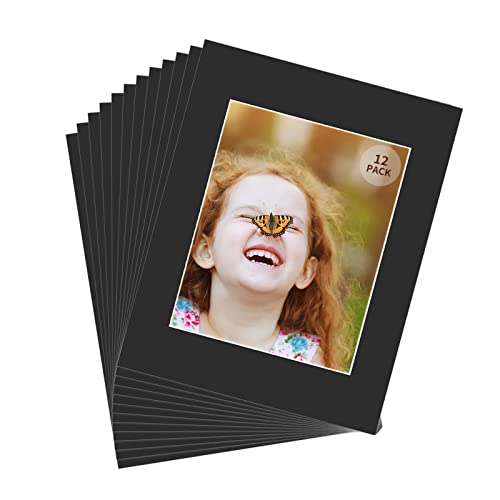 ZBEIVAN 11x14 Black Picture Mats with White Core Bevel Cut Frame Mattes for 8x10 Pictures - Pack of 12 - Image 3