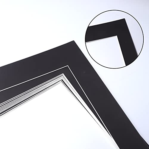 ZBEIVAN 11x14 Black Picture Mats with White Core Bevel Cut Frame Mattes for 8x10 Pictures - Pack of 12 - Image 4