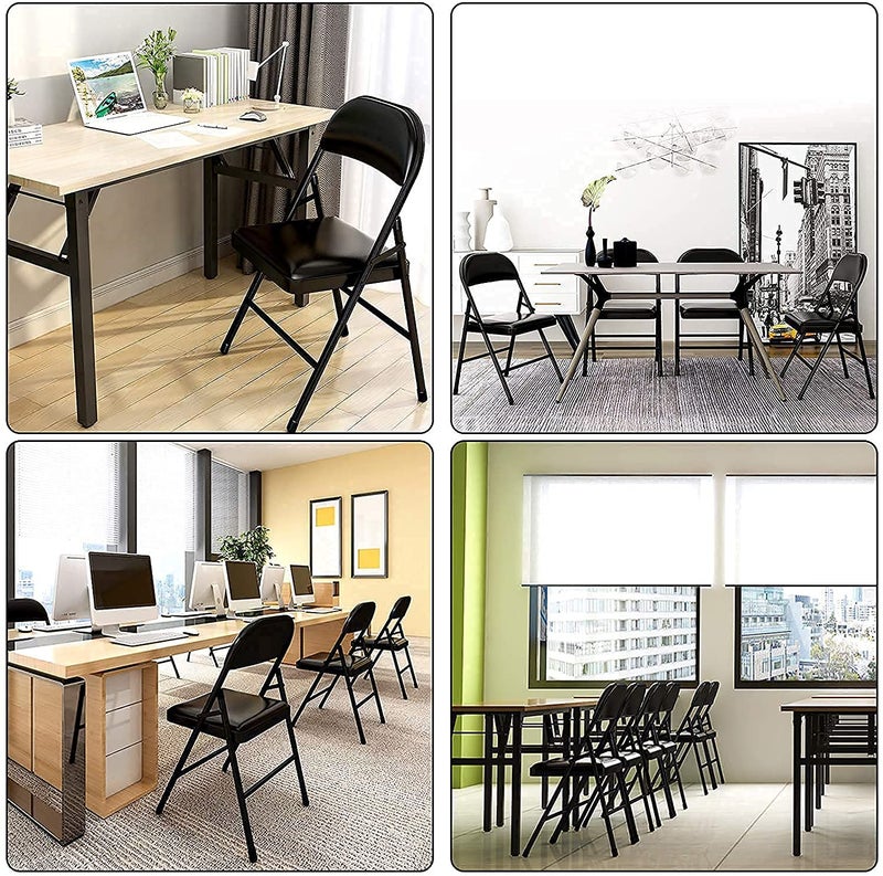 overa Chair with Foldable Backrest Foldable Leather Office Chair for Business White Computer Chair for Home Work Chair Complementary Dining Chair for The Kitchen Black - Image 3