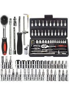CHICAGOZONE CHICAGOZONE 46 In 1 Pcs Torx Tool Kit Screwdriver 14 Square Drive Metric Socket Set Extension Bar And Adapter For Bike Car Repairs  - Image 5