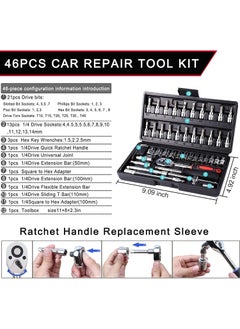 CHICAGOZONE CHICAGOZONE 46 In 1 Pcs Torx Tool Kit Screwdriver 14 Square Drive Metric Socket Set Extension Bar And Adapter For Bike Car Repairs  - Image 3