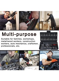 CHICAGOZONE CHICAGOZONE 46 In 1 Pcs Torx Tool Kit Screwdriver 14 Square Drive Metric Socket Set Extension Bar And Adapter For Bike Car Repairs  - Image 2