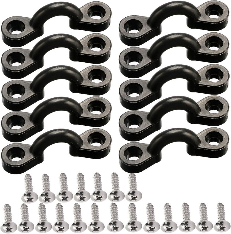 Borogo Kayak Pad Eye Kit, 10PCS Nylon Bungee Deck Loops Tie Down Pad Eye with 20 Screws for Boat Kayak Deck Rigging Kit - Image 2