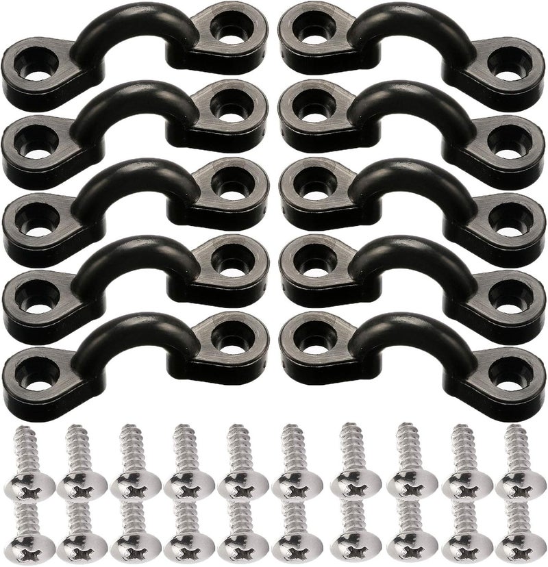 Borogo Kayak Pad Eye Kit, 10PCS Nylon Bungee Deck Loops Tie Down Pad Eye with 20 Screws for Boat Kayak Deck Rigging Kit - Image 1