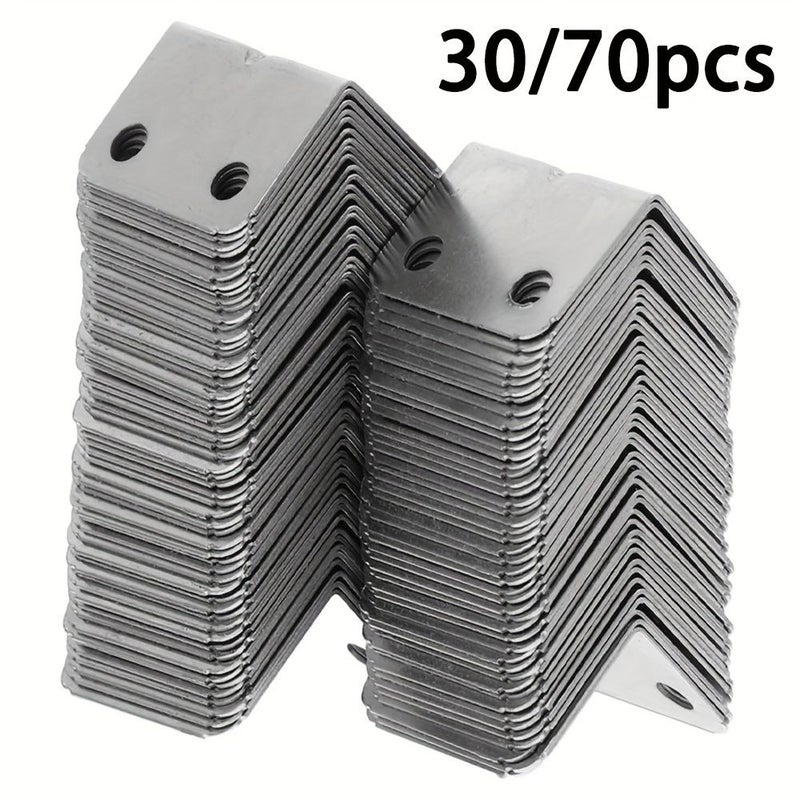 30 Heavy Duty Steel L Brackets 1.26x0.91x0.91 Inch Pre Drilled for Shelves - Image 1