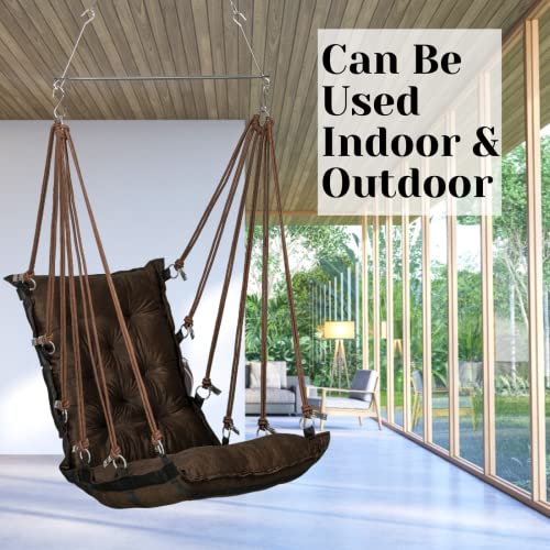 Patiofy Cotton Hanging Jhula For Adults/Jhula For Home/Swing For Adults For Home/Swing For Balcony/Unjal For Home Adults/Weight Capacity Upto 150Kgs (Dark-Brown) - Image 4
