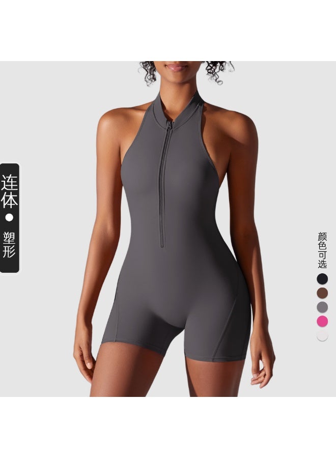 Sports Jumpsuit Women Gym Rompers Sleeveless Sportswear Bodysuits Women Zipper One-Piece Suit Yoga Clothing  - Image 1