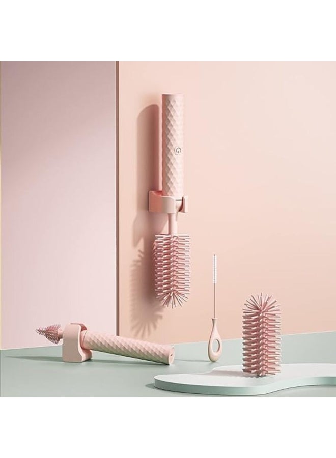 MiniMe Electric Baby Bottle Cleaning Brush 3 Piece Set | 360 Rotating Silicone Head USB Rechargeable | Pink Straw Cleaner And Quick Dry Stand | Safe For Glass And Plastic Bottles | For Newborns Up To 60 Months - Image 2