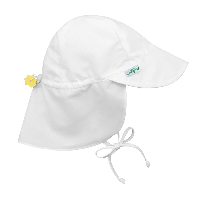 green sprouts i play. Baby Flap Sun Protection Swim Hat, White, 0-6 Months - Image 1