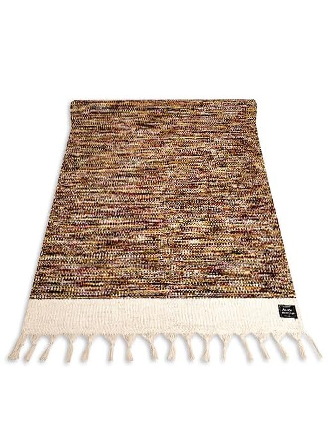 STRAUSS: Cotton Yoga Mat with Carry Bag For Women and Men | Exercise mat for home workout, Anti Slip Fitness mat | Washable, Breathable, Sweat Absorbent & Eco-friendly material - 2X6ft, Multicolor - Image 1