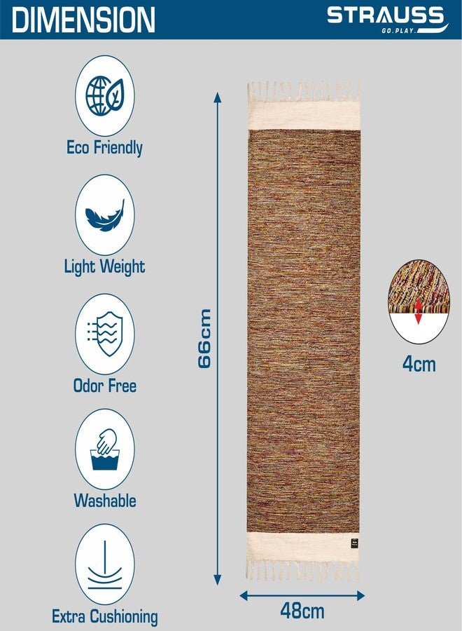 STRAUSS: Cotton Yoga Mat with Carry Bag For Women and Men | Exercise mat for home workout, Anti Slip Fitness mat | Washable, Breathable, Sweat Absorbent & Eco-friendly material - 2X6ft, Multicolor - Image 5