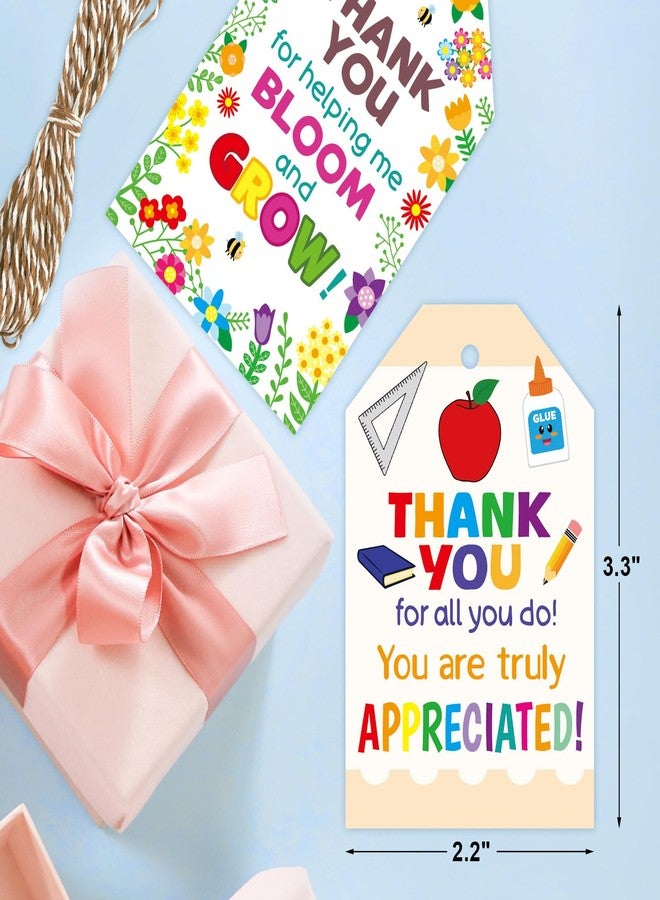 ceiba tree 60pcs Thank You Teachers Tags with String Gifts Hanging Tags Labels Happy Teachers Appreciation Week Boxes Bags Wrapping Supplies - Image 3