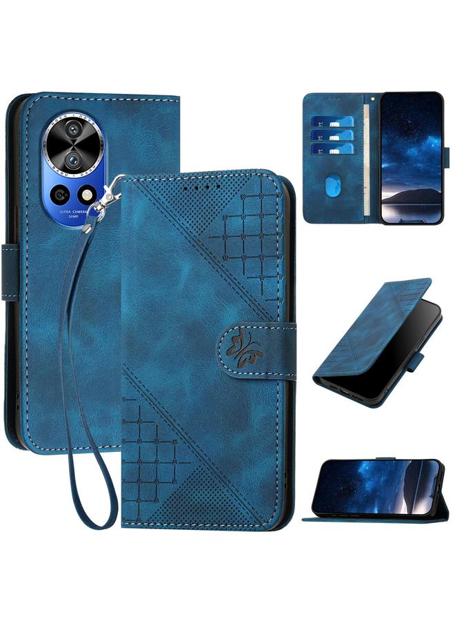 S-TOP Case For Huawei nova 12 Pro / nova 12 Ultra Grid Butterfly Embossed Pattern Leather Phone Case with Lanyard - Image 1