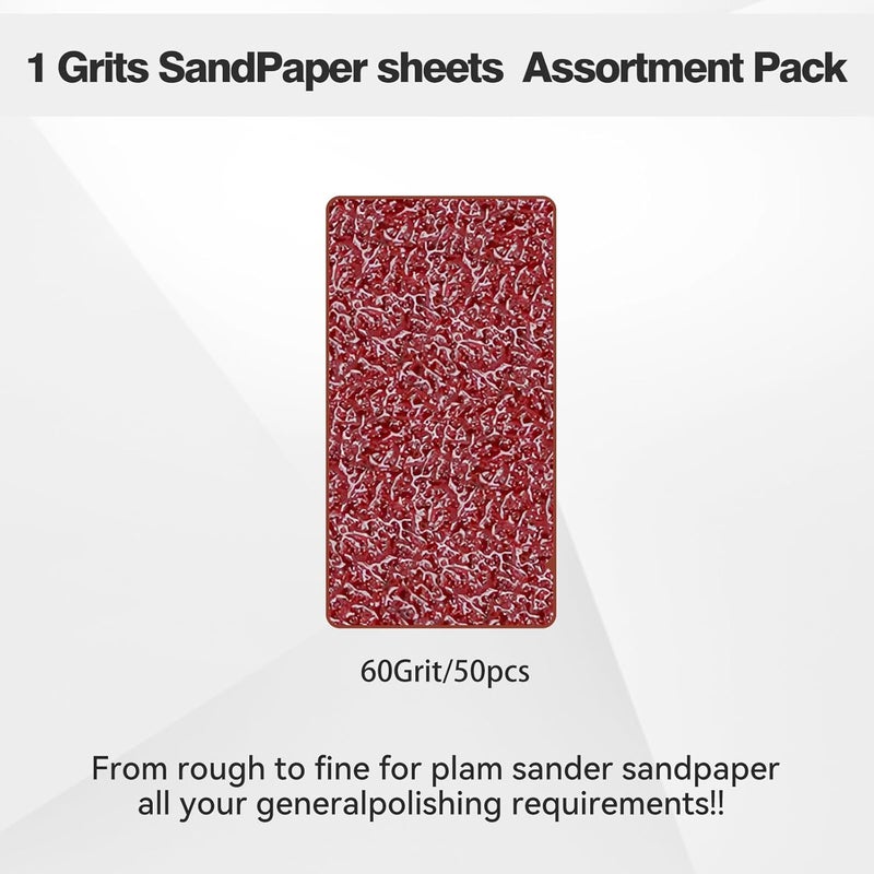 BAOSTC 1/4 Sandpaper Sheet – 4-1/2” x 5-1/2”, P60 Grit, Red Aluminum Oxide, Plain Backing, 50-Pack – Sandpaper Sheets for Palm Sanders and Woodworking - Image 3