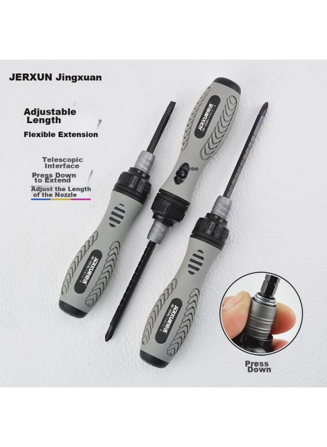 Jerxun Ratchet Extendable Dual-use Screwdriver, Multifunctional Bidirectional Ten-piece Flathead And Phillips Screwdriver, Labor-saving Extended Torx Screwdriver - Image 3