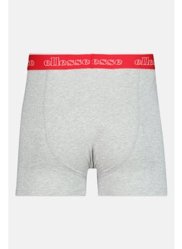 Ellesse Men 3 Pieces Brand Logo Trunks, Red/Grey/Navy  - Image 2