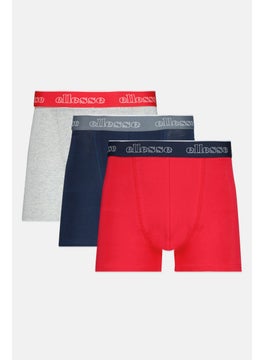 Ellesse Men 3 Pieces Brand Logo Trunks, Red/Grey/Navy  - Image 1