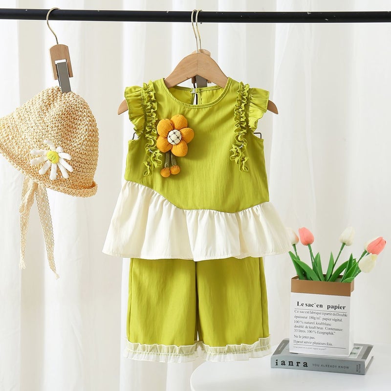 Girls'' Flutter-Sleeve Summer New Style Vest Korean-Style Trendy Set Children''s Summer Outfit Two-Piece Set Other Items Not Included - Image 3