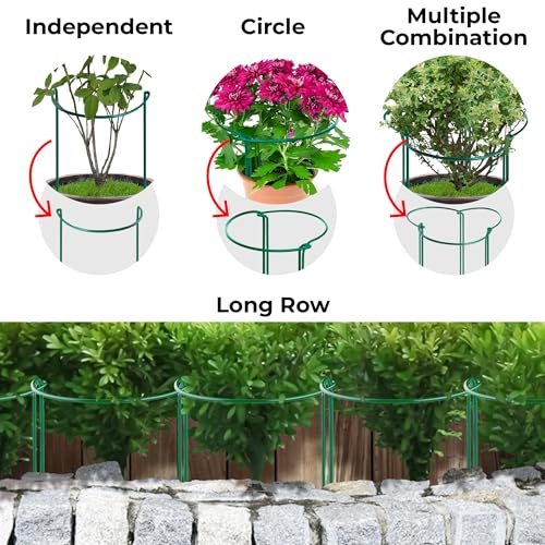 K-Brands 12 Pack Tall Snake Plant Support Stakes – 10" W x 24" H Half Round Peony Cages and Supports for Indoor and Outdoor Plants – Plant Cage Ring Support for Flower - Peony, Tomato, Hydrangea, Rose Bush - Image 4