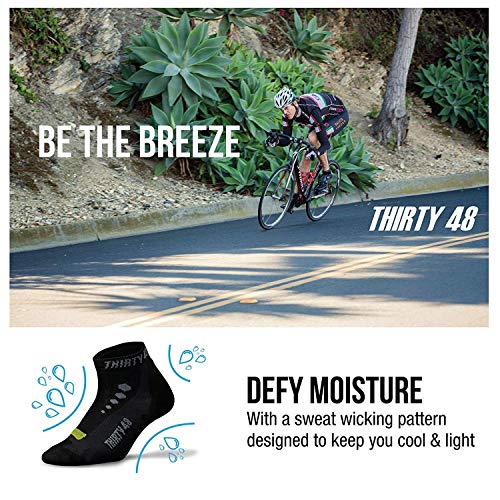 Thirty48 Low Cut Cycling Socks for Men and Women | Unisex Breathable Sport Socks (Extra Large - Men 10-14, [3 Pairs] Black/Green) - Image 5