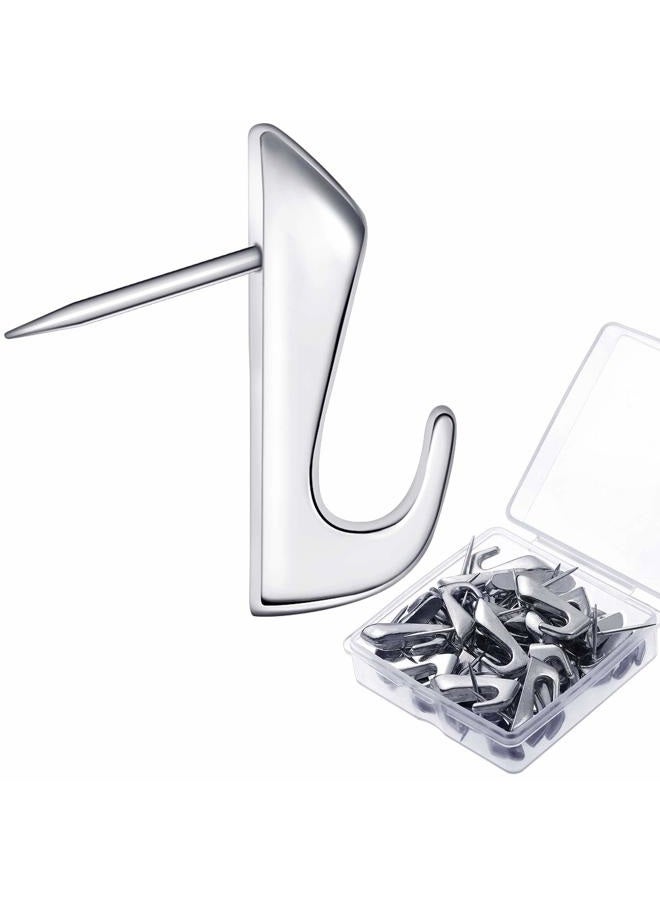 Hotop 30 Pieces 20 Lbs Pin Hooks Push Pin Hangers Metal Push Pin Hooks Picture Hanging Nails for Home Office Wooden or Fabric Wall, 30 Pcs - Image 1