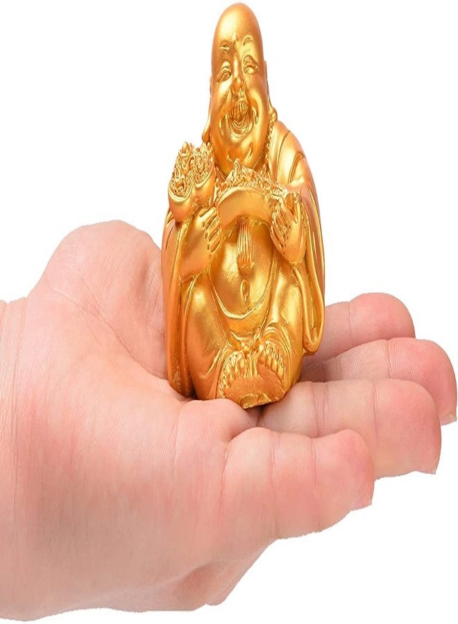 KIRINVEDA Feng Shui Golden Buddha Laughing for Health and Wealth Happiness Showpiece Gift Statue (Golden) | Set of 6 - Image 5