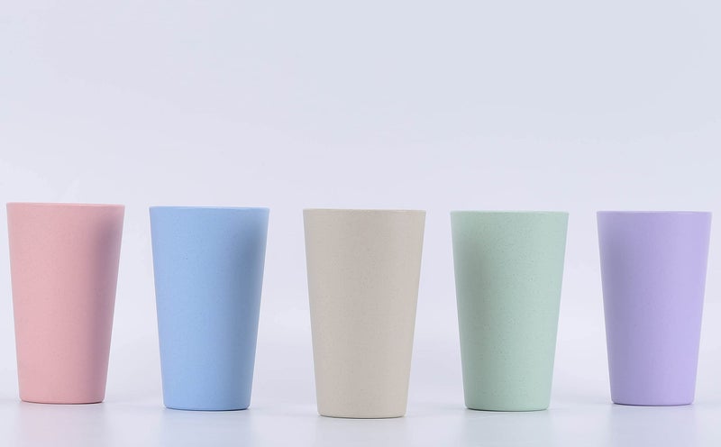 LuckyZone Wheat Straw Unbreakable Cup | 20 oz Reusable Water Drinking Glasses Sets of 5 | Lightweight Tumbler for Kitchen Outdoor | Dishwasher Safe, BPA Free and Eco friendly (20 oz, 5 Color_A) - Image 3