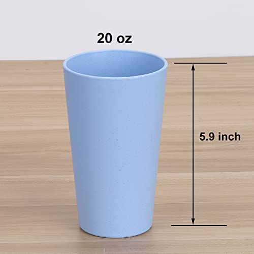LuckyZone Wheat Straw Unbreakable Cup | 20 oz Reusable Water Drinking Glasses Sets of 5 | Lightweight Tumbler for Kitchen Outdoor | Dishwasher Safe, BPA Free and Eco friendly (20 oz, 5 Color_A) - Image 2
