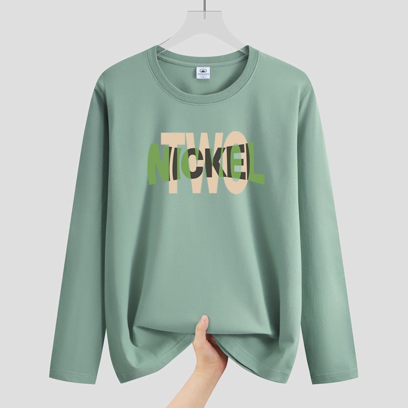 Korean Men's Autumn New Men's Long-sleeved T-shirt Trendy Casual Letter Printed Men's T-shirt Base Shirt - Image 1