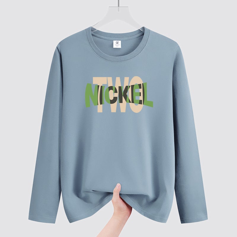 Korean Men's Autumn New Men's Long-sleeved T-shirt Trendy Casual Letter Printed Men's T-shirt Base Shirt - Image 5