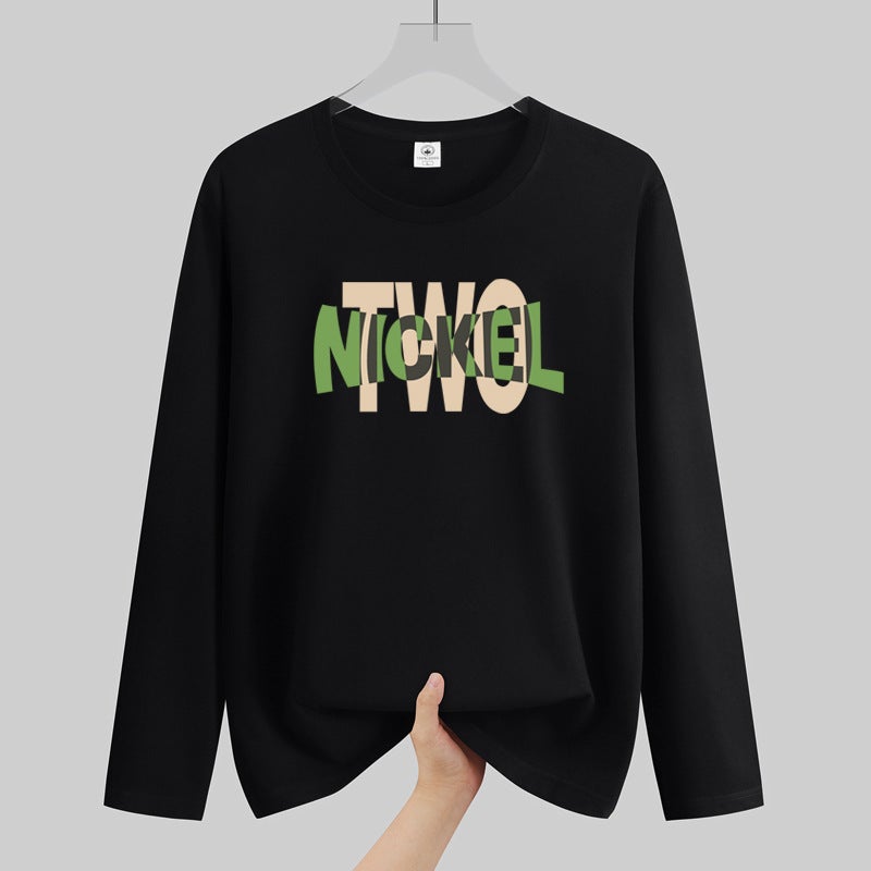 Korean Men's Autumn New Men's Long-sleeved T-shirt Trendy Casual Letter Printed Men's T-shirt Base Shirt - Image 3