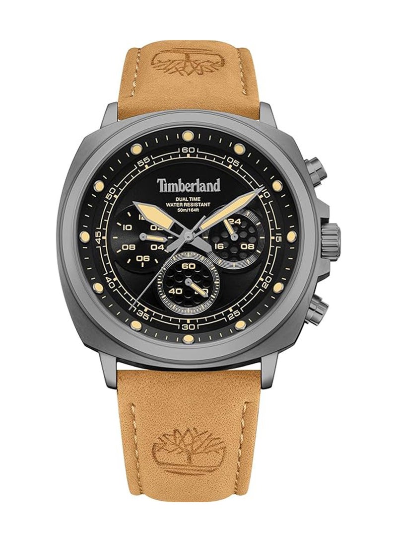 Timberland Men Williston-Small Black Dial Leather Strap Multifunction Watch for Men, 43mm - Image 1