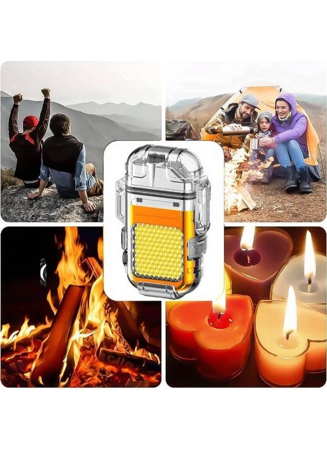 Generic - Lighter Electric Lighter USB Type C Rechargeable Lighter Dual Arc Lighter Waterproof Windproof Flameless Lighters with Flashlight for Candle Camping Hiking Adventure Black - Image 1