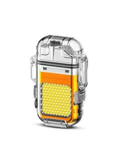 Lighter Electric Lighter USB Type C Rechargeable Lighter Dual Arc Lighter Waterproof Windproof Flameless Lighters with Flashlight for Candle Camping Hiking Adventure Black