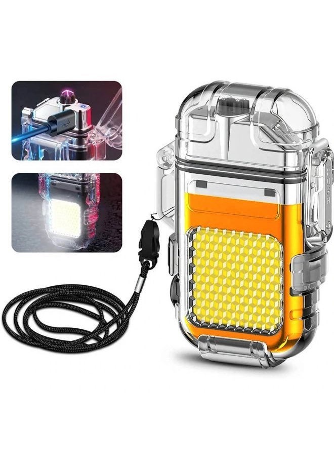 Generic - Lighter Electric Lighter USB Type C Rechargeable Lighter Dual Arc Lighter Waterproof Windproof Flameless Lighters with Flashlight for Candle Camping Hiking Adventure Black - Image 1