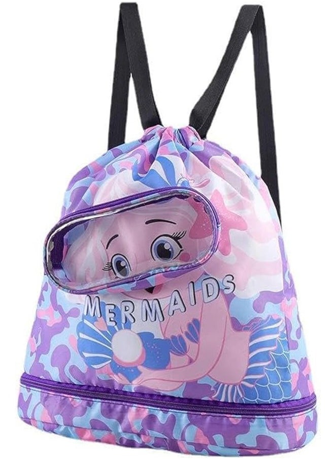 JCB CHIC Swimming Backpack for Kids, Dry and Wet Separation Waterproof Storage Bag Portable Drawstring Backpack for Gym Sports Beach Pool Gear Bag  - Image 1