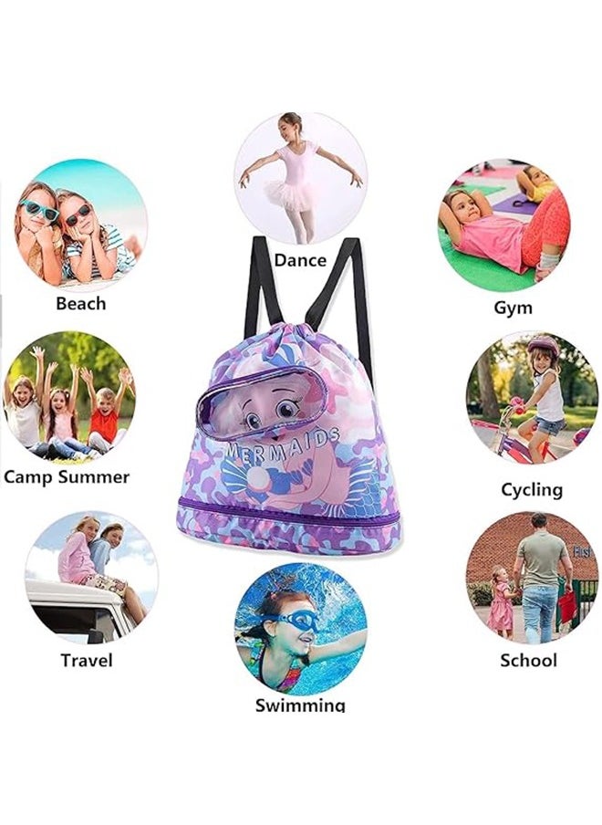 JCB CHIC Swimming Backpack for Kids, Dry and Wet Separation Waterproof Storage Bag Portable Drawstring Backpack for Gym Sports Beach Pool Gear Bag  - Image 3