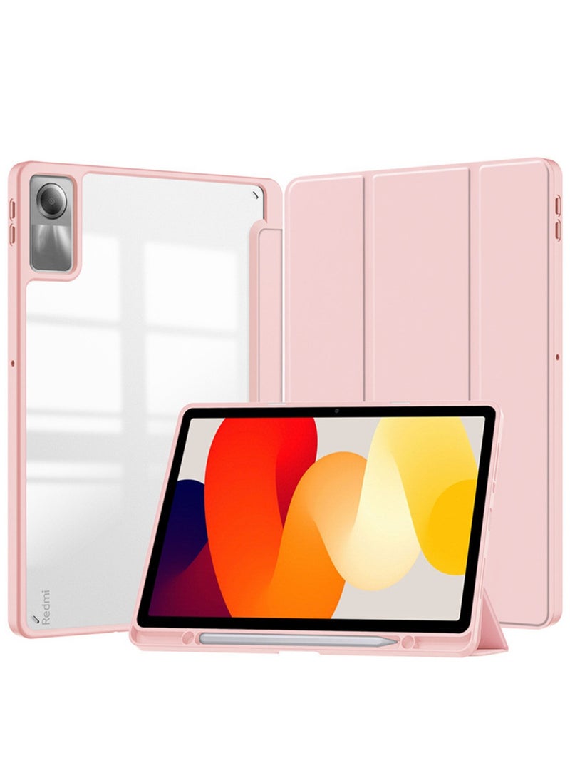 الدخن Redmi الوسادة SE 11.0 بوصة الهاتف المحمول القضية الافراج عن 2023 الذكية رقيقة جدا زوج من فتح غطاء النوم التلقائي / الصحوة ، مع قلم رصاص فتحة شفافة القضية الخلفية ( الوردي ) - Image 1