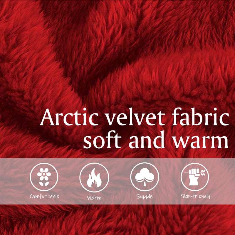 Inner Wish Womens Plush Fleece Robe, Cozy Warm Bathrobe Fuzzy Female Spa Robe With Pockets, BURGUNDY,L/XL - Image 4