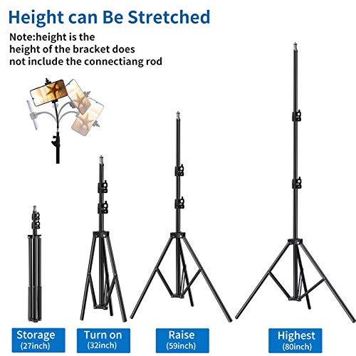 Pixel Cell Phone Tripod 27inch to 80inch Adjustable Phone Video Stand for iPhone & Camera Video Recording Vlogging/Streaming/Photography Rotatable Live Video Stand Compatible Mobile Phones - Image 2