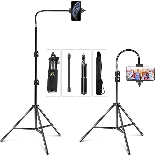 Pixel Cell Phone Tripod 27inch to 80inch Adjustable Phone Video Stand for iPhone & Camera Video Recording Vlogging/Streaming/Photography Rotatable Live Video Stand Compatible Mobile Phones - Image 1