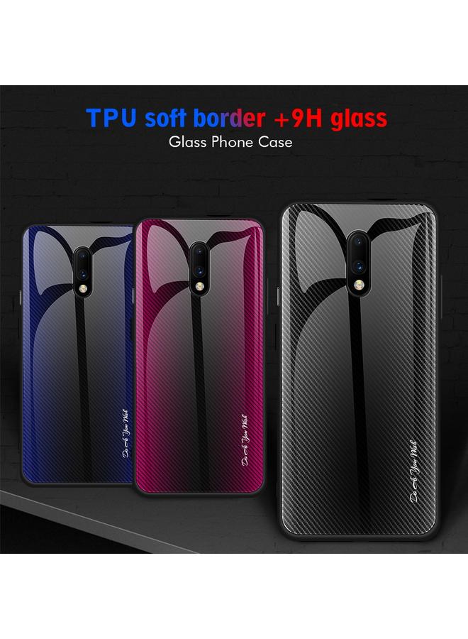 S-TOP Case For OnePlus 7 Texture Gradient Glass Protective Case - Image 3