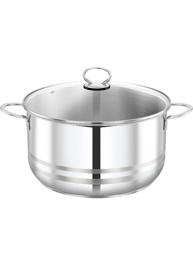 Prestige - Prestige Stainless Steel 30 cm Casserole With Glass Lid, Induction Compatible Casserole - Image 1