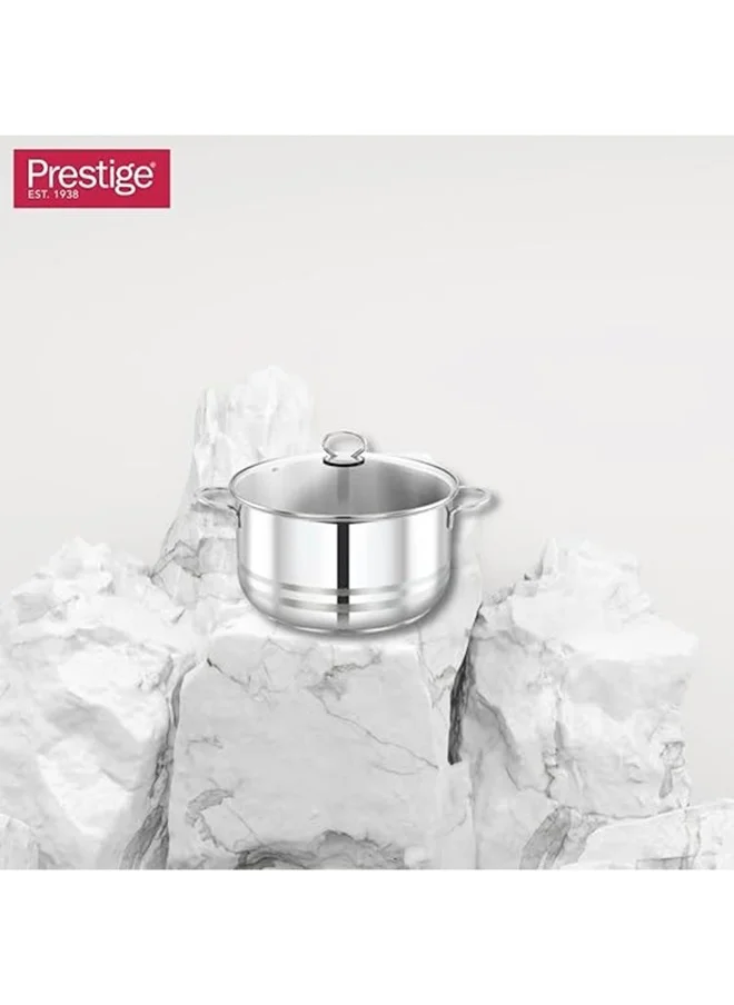 Prestige Prestige Stainless Steel 30 cm Casserole With Glass Lid, Induction Compatible Casserole