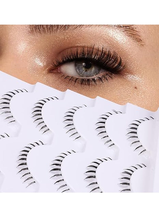 False Eyelashes Bottom Lashes Wispy Natural Mink Lashes Clear Band DIY Lashes Reusable Soft Handmade Lashes Pack - Image 1