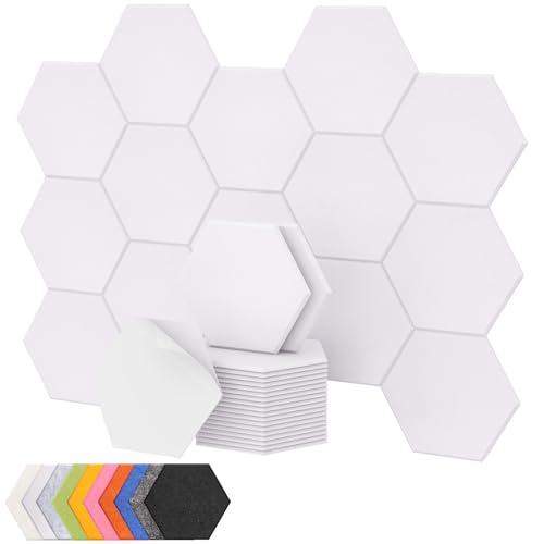 TONOR 18 Pack High Density Hexagon Acoustic Panels, TONOR 12"x 10"x 0.4" Soundproof Wall Panels, Sound Absorbing Panels for Interior Wall Décor, Peel and Stick Modern for Studio, Office, Home, White - Image 1