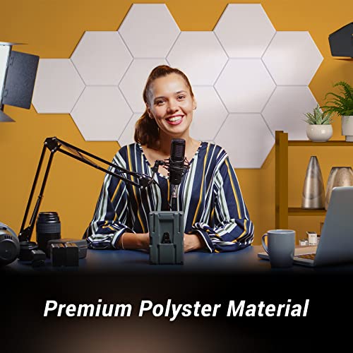 TONOR 18 Pack High Density Hexagon Acoustic Panels, TONOR 12"x 10"x 0.4" Soundproof Wall Panels, Sound Absorbing Panels for Interior Wall Décor, Peel and Stick Modern for Studio, Office, Home, White - Image 2