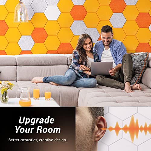 TONOR 18 Pack High Density Hexagon Acoustic Panels, TONOR 12"x 10"x 0.4" Soundproof Wall Panels, Sound Absorbing Panels for Interior Wall Décor, Peel and Stick Modern for Studio, Office, Home, White - Image 4